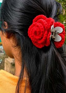 Red Rose Hair Claw Clip