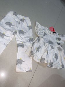 Cute Elephant Print Pajama Set