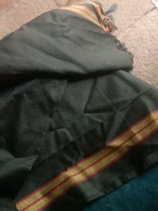 Elegant black dupatta with Red &amp; Gold Border