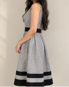 Elegant Grey & Black Pleated Dress
