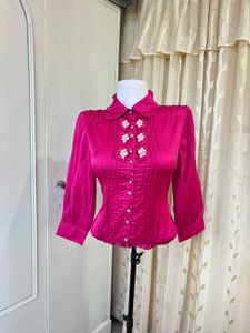 Vibrant Pink Embellished Blouse