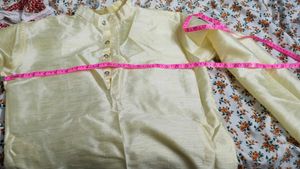 Men's Yellow Silk Kurta