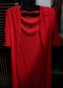 Chic Longline Red Cardigan