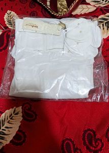 Girls White  Polyester Tunic Without Belt