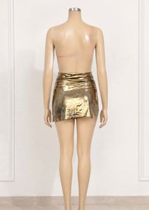 Shiny Gold Halter Neck Mini Dress
