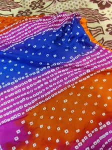 Silk Bandhej Lehanga With Full Faliry