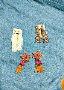 Combo of 3: Boho Beaded Tassel Earrings Set