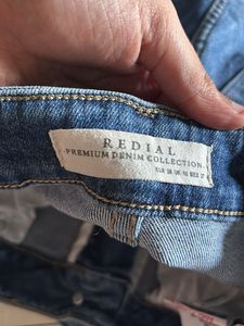 vintage dark blue split hem Denim Jeans