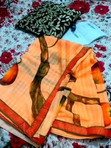 Beautiful Orange Colour Saaree
