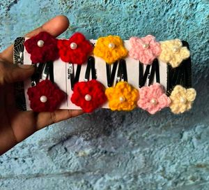 Crochet Flower Hair Clips 🌸🎀