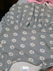Checked Daisy Flutter Sleeve Peplum Top