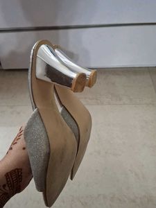 Sparkly Silver Heeled Mules