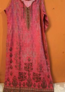 SEMI- WOOLEN PINK KURTA SET WITH DUPATTA