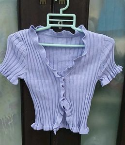 Cute Lavender Ruffled Knit Top