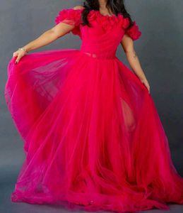 Stunning Pink Off-Shoulder Tulle Gown