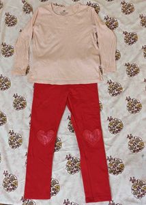 H&M Cute Peach & Red Leggings Set