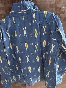 Blue Ikat Print Button-Up Shirt