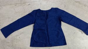 Royal Blue Silk Blend Kurti | Full Sleeves