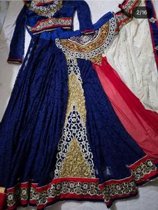 Elegant Blue &amp; Cream Lehenga Choli