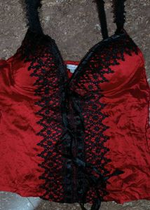 Red & Black Lace Camisole corset Top