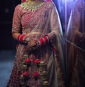 Hot Pink Embroidered Bridal Lehenga