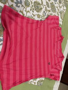 Pink Striped Casual T-Shirt
