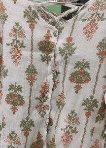 White Kurta with Floral Print