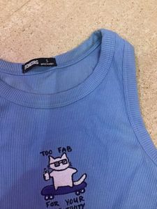 Cute Blue Graphic Tank Top