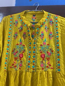 Embroidered Yellow Kurta