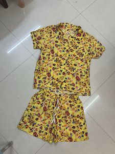 Co-Ord Vibrant Floral Print Short Sleeve Shirt