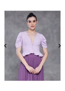 Shein Lilac Ruffle Hem Top