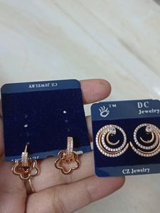 One Gram Gold Cz Earrings