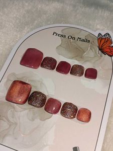 Press On Toe Nails - Rose Gold Glitter