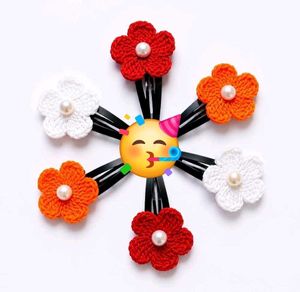Crocheted Flower Hair Clips (Set of 6)