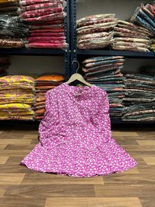 Stylish Pink Floral Print Kurta