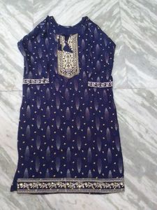 Elegant Navy Blue Printed Kurta
