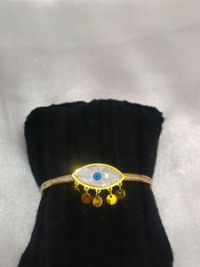 Evil Eye 👁️ Handcuffs Yellow Golden Colour With Ad Stone
