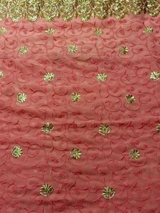 Peach Embroidered Saree used