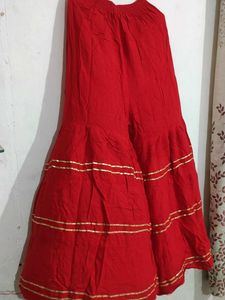 Red Palazzos with Gold Detail