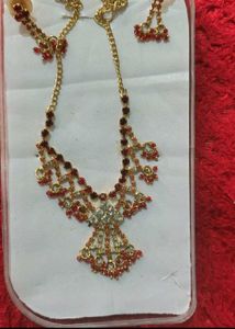 Red &amp; Gold Stone Jewellery Set