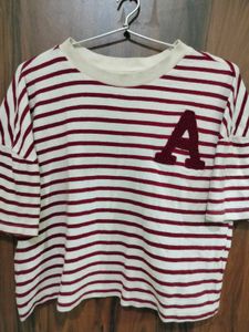 Striped A-Logo Casual Top