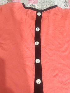 Stylish Coral and Black Kurta