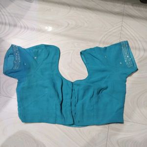 Teal Sequined Sleeve Blouse