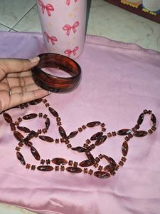 Sale_Retro Beautiful Brown Beaded Necklace &amp; Kada