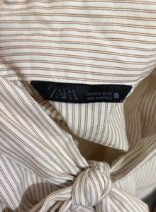 Zara striped bow blouse