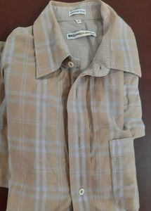 ARROW SHIRT - Khaki base with blue stripes