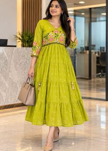 Embroidered Tiered Kurta cum dress