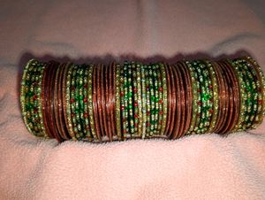 Maroon Coloured Stone Glass Bangles Set