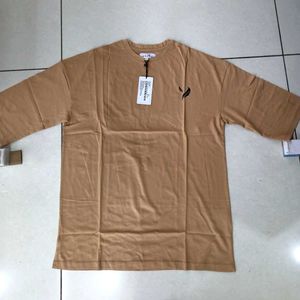 AMMARZO Casual Brown T-Shirt Drop shoulder Relexed