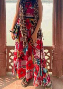 Vibrant Floral Print Midi Dress